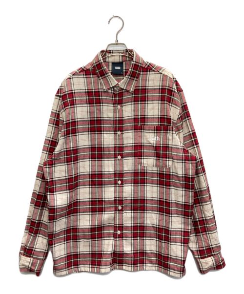 KITH（キス）KITH (キス) Ludlow Button Down Shirt レッド×ベージュ サイズ:SIZE Lの古着・服飾アイテム