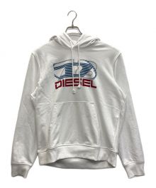 DIESEL（ディーゼル）の古着「ロゴプリントプルオーバーパーカー」｜ホワイト