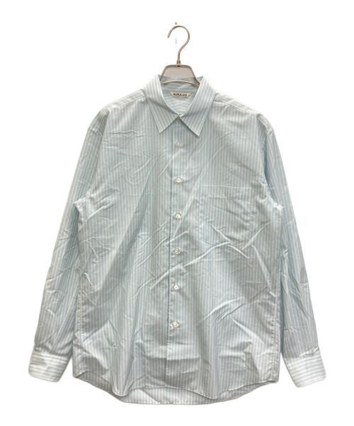 AURALEE（オーラリー）AURALEE (オーラリー) FINX POLYESTER STRIPE SHIRT ブルー サイズ:SIZE 3の古着・服飾アイテム