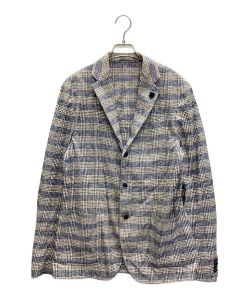 LARDINI（ラルディーニ）LARDINI (ラルディーニ) シルクリネンブレンド3Bジャケット ブルー×ベージュ サイズ:SIZE 50の古着・服飾アイテム