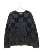 COMME des GARCONS HOMME PLUSコムデギャルソンオムプリュス）の古着「CHECKERED PATTERN INTARSIA KNIT」｜ブラック