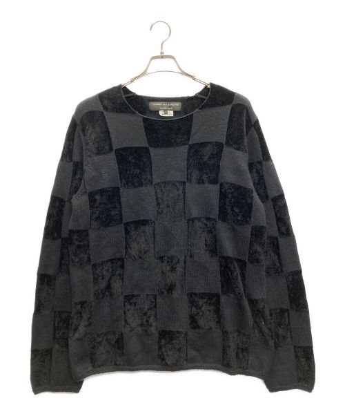 COMME des GARCONS HOMME PLUS（コムデギャルソンオムプリュス）COMME des GARCONS HOMME PLUS (コムデギャルソンオムプリュス) CHECKERED PATTERN INTARSIA KNIT ブラック サイズ:SIZE Lの古着・服飾アイテム