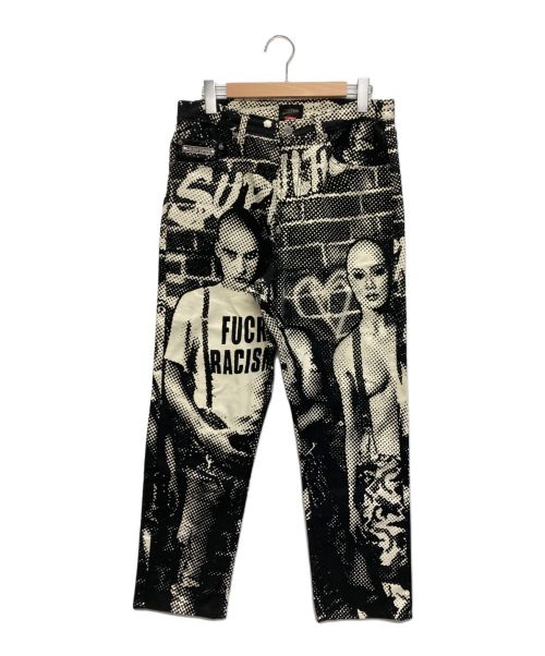 SUPREME（シュプリーム）SUPREME (シュプリーム) Jean Paul GAULTIER (ジャンポールゴルチェ) Fuck Racism Jean ホワイト×ブラック サイズ:SIZE 81cm (W32)の古着・服飾アイテム