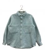 AURALEEオーラリー）の古着「SHETLAND WOOL ORGANIC COTTON WOVEN CLOTH SHIRTS BLOUSON」｜スカイブルー