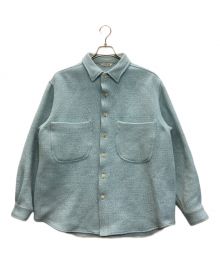 AURALEE（オーラリー）の古着「SHETLAND WOOL ORGANIC COTTON WOVEN CLOTH SHIRTS BLOUSON」｜スカイブルー