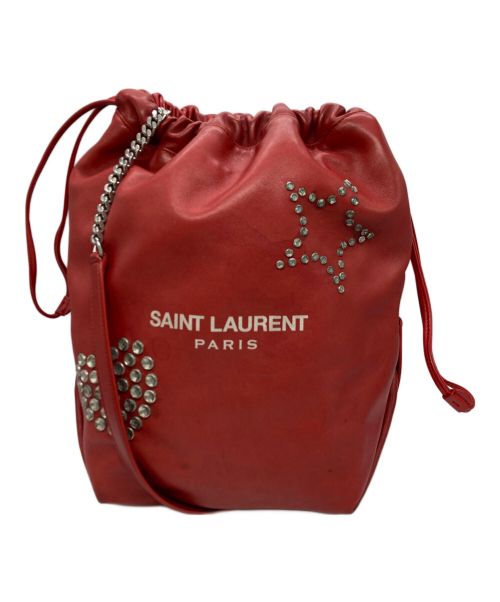 Saint Laurent Paris（サンローランパリ）Saint Laurent Paris (サンローランパリ) TEDDYレザーショルダーバッグ レッドの古着・服飾アイテム