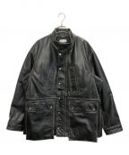 MAISON SPECIALメゾンスペシャル）の古着「Hand Rub-Off Buffalo Leather Prime-Over Hunting Stand Blouson」｜ブラック