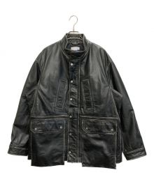 MAISON SPECIAL（メゾンスペシャル）の古着「Hand Rub-Off Buffalo Leather Prime-Over Hunting Stand Blouson」｜ブラック