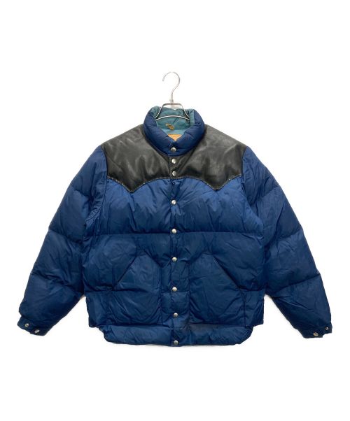 Rocky Mountain FeatherBed（ロッキーマウンテンフェザーベッド）Rocky Mountain FeatherBed (ロッキーマウンテンフェザーベッド) レザーヨークダウンジャケット ブルー サイズ:SIZE 44の古着・服飾アイテム