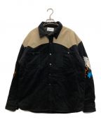 MAYOメイヨー）の古着「Embroidery Maria Shirt Jacket」｜ブラック×ベージュ