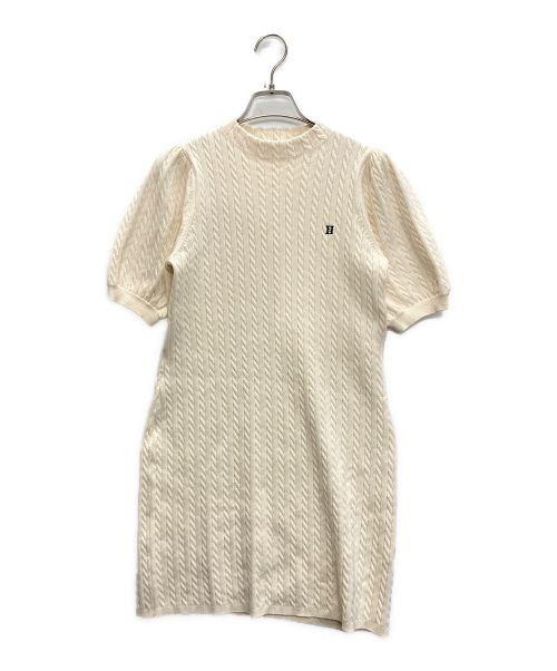 HER LIP TO（ハーリップトゥ）HER LIP TO (ハーリップトゥ) Puff Sleeve Cable Knit Dress ブラウン サイズ:Mの古着・服飾アイテム