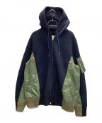 sacaiサカイ）の古着「Sponge Sweat X Ma-1 Zip Up Hoodie」｜ネイビー