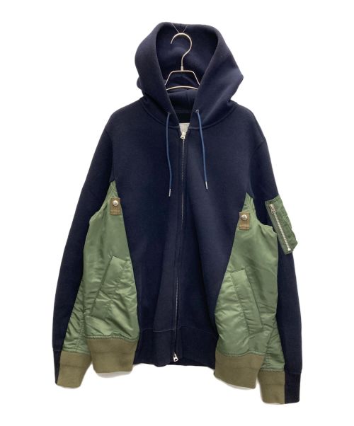 sacai（サカイ）sacai (サカイ) Sponge Sweat X Ma-1 Zip Up Hoodie ネイビー サイズ:SIZE 3の古着・服飾アイテム