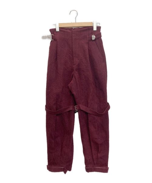 FUMIKA UCHIDA（フミカウチダ）FUMIKA UCHIDA (フミカウチダ) MOLE DOBBY BELTED SLACKS レッド サイズ:SIZE 36の古着・服飾アイテム