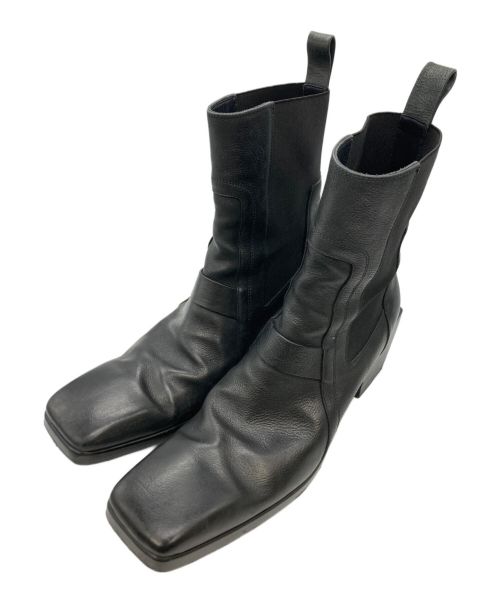 RICK OWENS（リックオウエンス）RICK OWENS (リックオウエンス) スクエアトゥサイドゴアブーツ ブラック サイズ:SIZE 44の古着・服飾アイテム