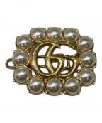 GUCCIグッチ）の古着「Pearl Double G Hair Clip」｜ホワイト×ゴールド