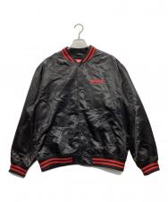 SUPREME (シュプリーム) THRASHER (スラッシャー) Satin Varsity Jacket ブラック×レッド サイズ:SIZE XL