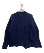 Mame Kurogouchiマメクロゴウチ）の古着「Basket Motif Cable Stitch Knitted Pullover」｜ネイビー