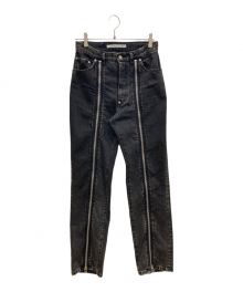 JOHN LAWRENCE SULLIVAN（ジョン ローレンス サリバン）の古着「BLEACHED DENIM ZIPPED PANTS」｜ブラック