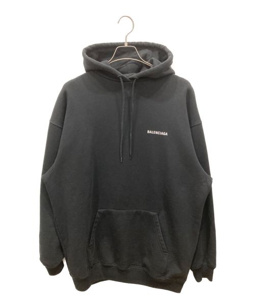 BALENCIAGA（バレンシアガ）BALENCIAGA (バレンシアガ) ロゴプリントプルオーバーパーカー　578135 TIV84 ブラック サイズ:XSの古着・服飾アイテム