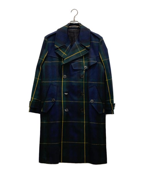 PAUL SMITH（ポールスミス）Paul Smith (ポールスミス) WOOL BLACK WATCH TRENCH COAT　ブラックウォッチ　チェック　トレンチ　ウール　コート　273112 グリーン×ネイビー サイズ:Mの古着・服飾アイテム