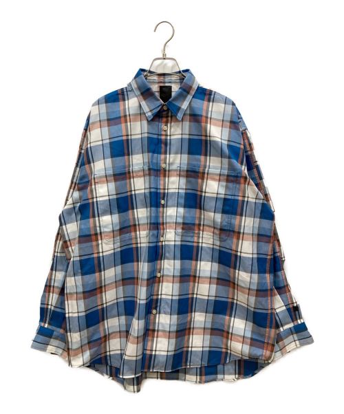 DAIWA PIER39（ダイワ ピア39）DAIWA PIER39 (ダイワ ピア39) Tech Work Shirts Flannel Plaids　BE-88022　テック　ワーク　シャツ　チェック ブルー×ホワイト サイズ:Lの古着・服飾アイテム