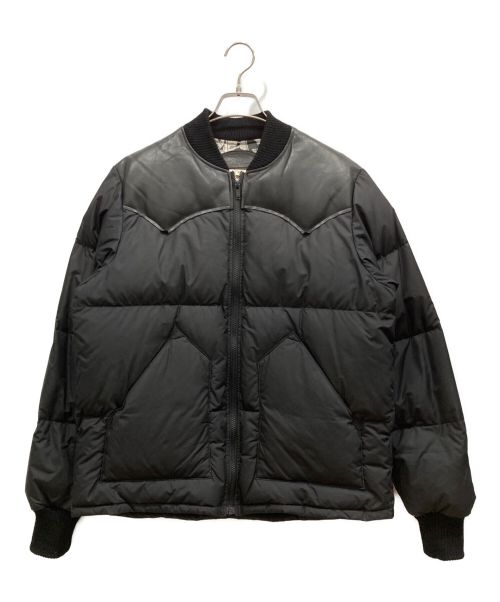 Hysteric Glamour（ヒステリックグラマー）Hysteric Glamour RockyMountainFeatherBed ウエスタンヨークダウンジャケット  レザー切替 ニュースペーパー ガールプリント 02173AB27 ブラック サイズ:38の古着・服飾アイテム