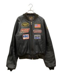 VANSON（バンソン）の古着「RPJ TEAM JACKET　レザー　ジャケット」｜ブラック