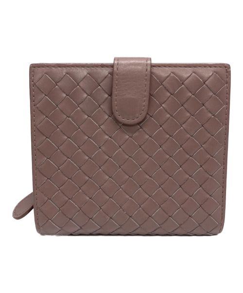 BOTTEGA VENETA（ボッテガベネタ）BOTTEGA VENETA (ボッテガベネタ) 2つ折り財布 イントレチャート　スナップ ピンクの古着・服飾アイテム