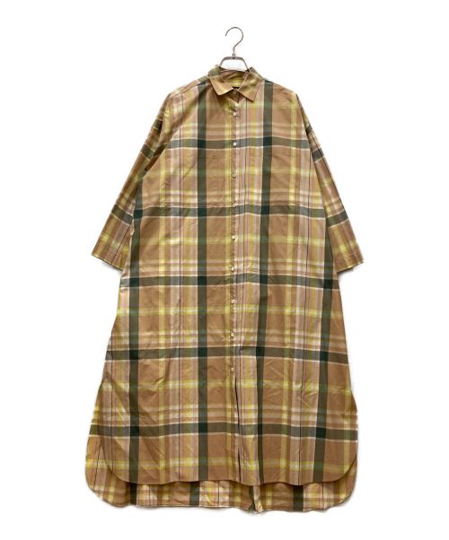 DRAWER（ドゥロワー）Drawer (ドゥロワー) cotton check onepiece コットンウェザーチェックワンピース 6526-299-1270 ベージュ サイズ:36の古着・服飾アイテム