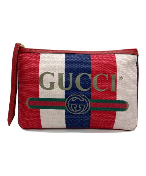 GUCCI（グッチ）GUCCI (グッチ) バイアデラ シルヴィ ストライプ ホワイト×レッドの古着・服飾アイテム