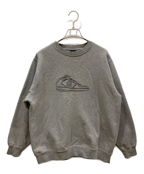 stussy（ステューシー）stussy (ステューシー) スニーカー刺繍クルーネックスウェット 紺タグ グレー サイズ:Sの古着・服飾アイテム