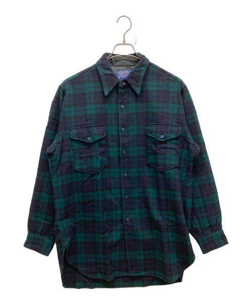 PENDLETON（ペンドルトン）PENDLETON (ペンドルトン) 70’ｓブラックウォッチウールシャツ グリーン×ネイビー サイズ:17の古着・服飾アイテム