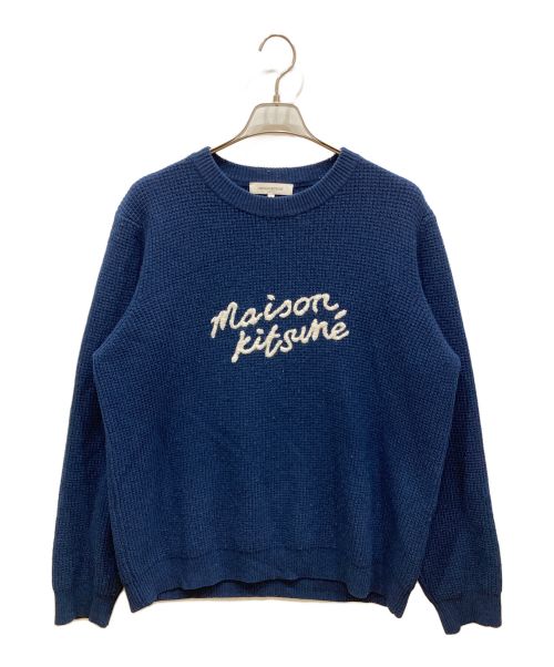 maison kitsune（メゾンキツネ）MAISON KITSUNE (メゾンキツネ) クルーネックニット ネイビー サイズ:Sの古着・服飾アイテム