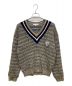 maison kitsune（メゾンキツネ）の古着「23AW BOLD FOX HEAD CRAFTY COMFORT JUMPER コットン Vネック チルデンニット」｜ネイビー×ブラウン