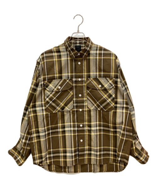 DAIWA PIER39（ダイワ ピア39）DAIWA PIER39 (ダイワ ピア39) TECH ELBOW PATCH WORK SHIRTS FLANNEL PLAIDS ブラウン サイズ:Sの古着・服飾アイテム