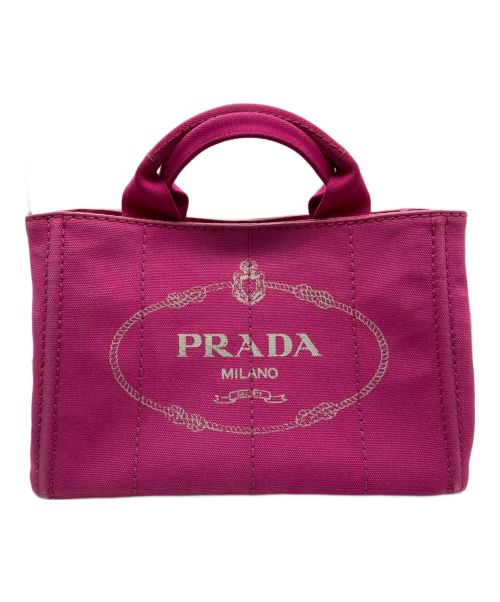 PRADA（プラダ）PRADA (プラダ) カナパSハンドバッグ キャンバス ロゴ プリント ピンクの古着・服飾アイテム