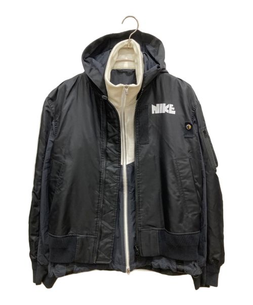 NIKE（ナイキ）NIKE (ナイキ) sacai (サカイ) NRG LAYERED JKT レイヤード ボンバー ジャケット ブラック サイズ:Sの古着・服飾アイテム