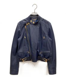 POLO RALPH LAUREN（ポロ・ラルフローレン）の古着「シープスキンライダースジャケット」｜ネイビー