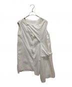 Y'sワイズ）の古着「50/- LYOCELL LAWN SLEEVELESS FLAP PANEL TOP」｜ホワイト