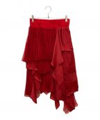 sacaiサカイ）の古着「Satin Mix Chiffon Mix Skirt」｜レッド