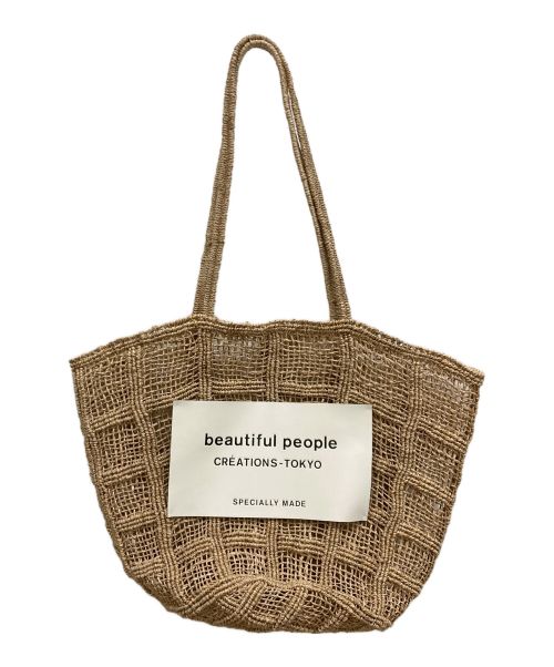 beautiful people（ビューティフルピープル）beautiful people (ビューティフルピープル) 23SS abaca knitting tote bag ラフィア メッシュ トートバック  ベージュの古着・服飾アイテム