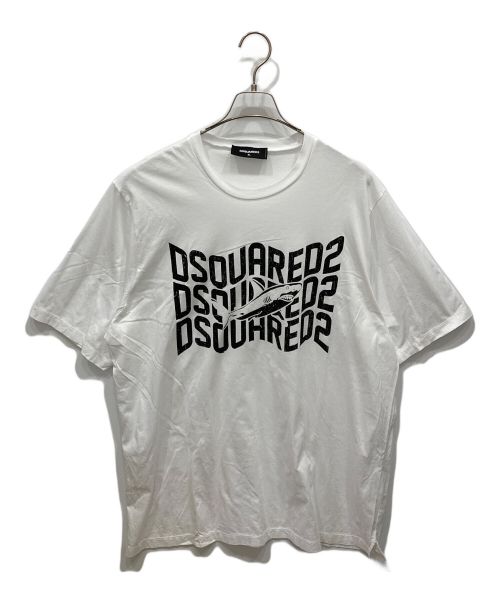 DSQUARED2（ディースクエアード）DSQUARED2 (ディースクエアード) SHARK PRINT T-SHIRT シャーク プリント Tシャツ ホワイト サイズ:XLの古着・服飾アイテム