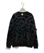 CALEEキャリー）の古着「23AW ALLOVER SNAKE PATTERN VELOUR CREW NECK SH」｜ブラック