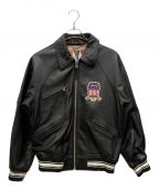 AVIREXアヴィレックス）の古着「LIGHT SIGNATURE VARSITY JACKET ライト シグネチャー ヴァーシティ ジャケット」｜ブラック