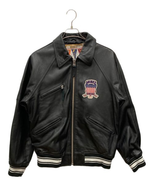 AVIREX（アヴィレックス）AVIREX (アヴィレックス) LIGHT SIGNATURE VARSITY JACKET ライト シグネチャー ヴァーシティ ジャケット  ブラック サイズ:SIZE Lの古着・服飾アイテム