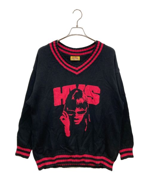 Hysteric Glamour（ヒステリックグラマー）Hysteric Glamour (ヒステリックグラマー) 23AW MAXIMUM ROCKジャカード チルデンオーバーサイズセーター ブラック サイズ:FREEの古着・服飾アイテム