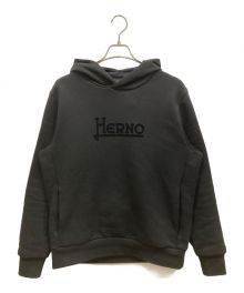 HERNO（ヘルノ）の古着「ロゴスウェットパーカー」｜ブラック