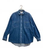 Graphpaperグラフペーパー）の古着「Denim Regular Collar Shirt」｜インディゴ