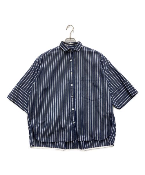 ticca（ティッカ）TICCA (ティッカ) HALF SLEEVE SQUARE BIG SHIRT P/O ネイビー サイズ:Fの古着・服飾アイテム